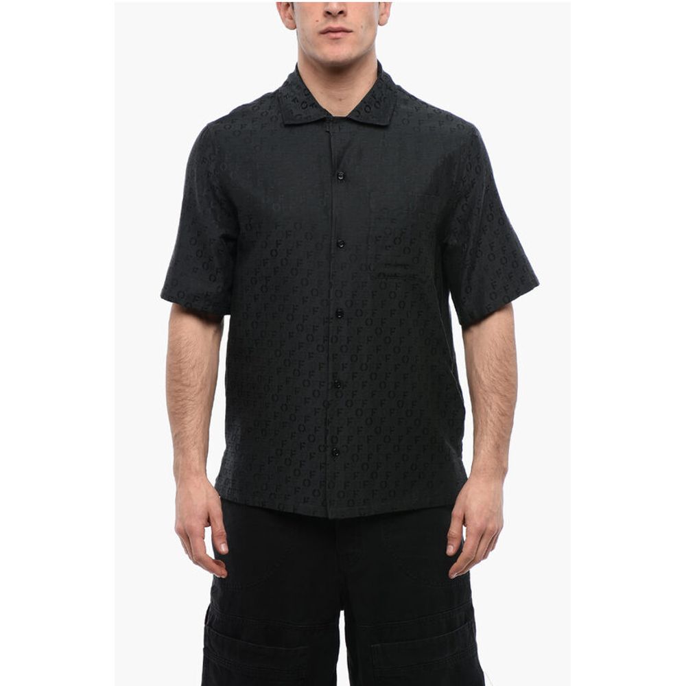 FOR EVER Jacquard Silk Blend Bowling Shirt