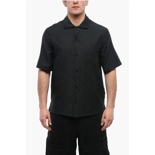 FOR EVER Jacquard Silk Blend Bowling Shirt