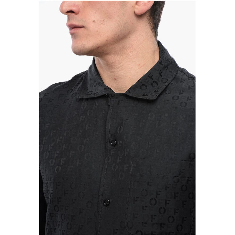 FOR EVER Jacquard Silk Blend Bowling Shirt
