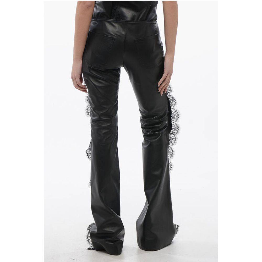 Leather Pants With Lace Trim Details