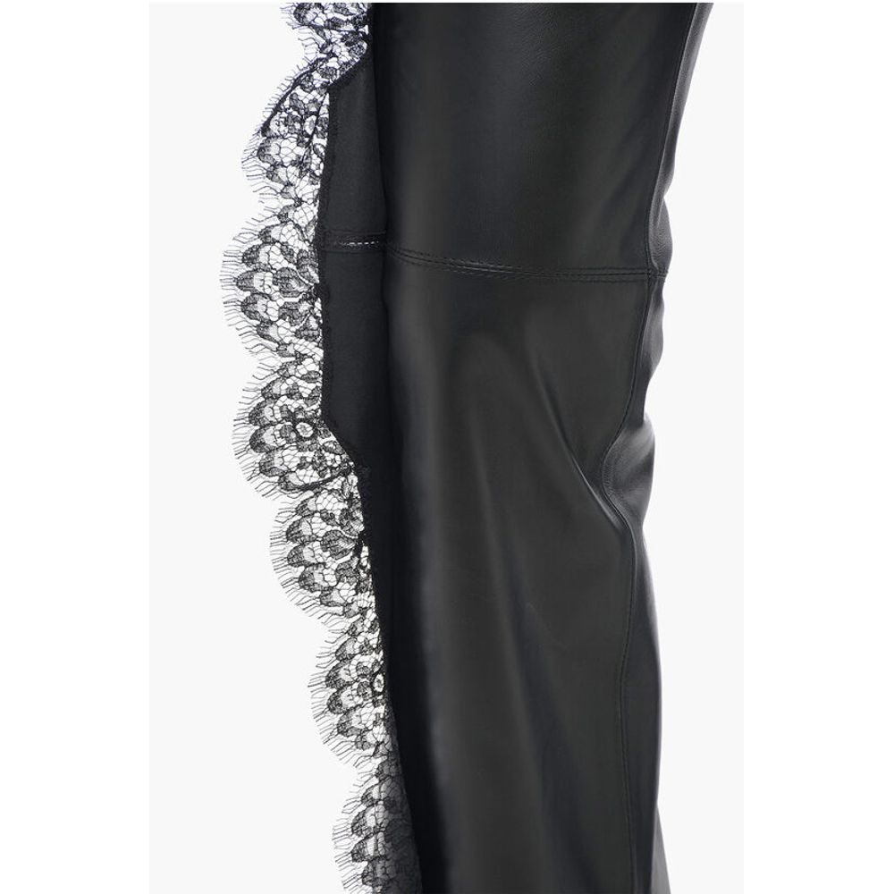 Leather Pants With Lace Trim Details
