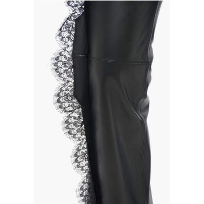 Leather Pants With Lace Trim Details