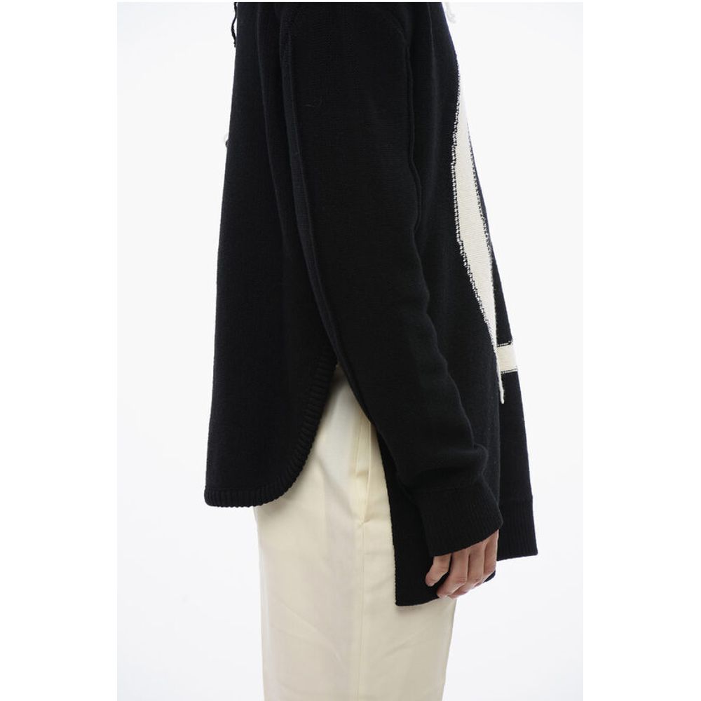 Crewneck Wool Sweater With Maxi Logo Embroidery