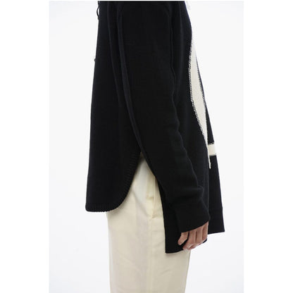 Crewneck Wool Sweater With Maxi Logo Embroidery