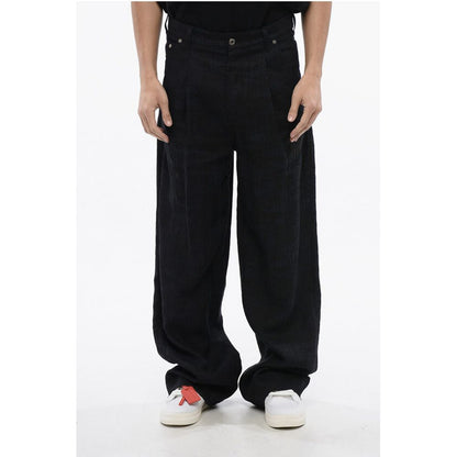 Pleated Baggy Tapered Fit 90SLOGO Linen Pants
