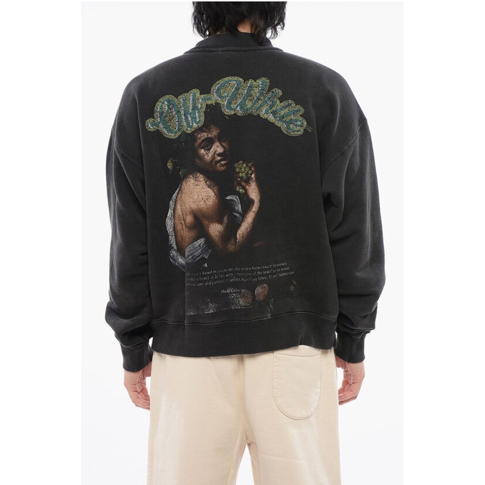 Brushed Cotton Printed BACCHUS Crewneck Sweatshirt