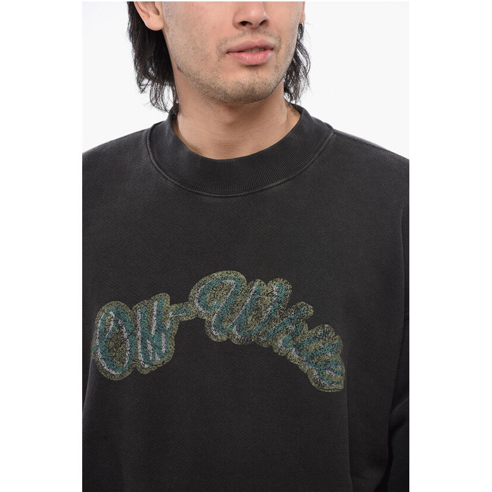 Brushed Cotton Printed BACCHUS Crewneck Sweatshirt