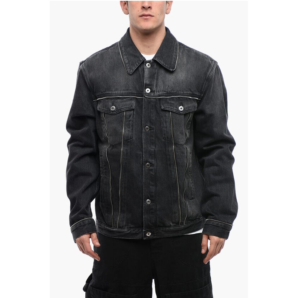 FOR EVER Denim SKATE Jacket with Decorative Zips
