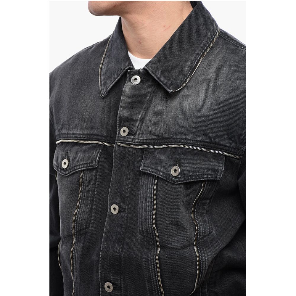 FOR EVER Denim SKATE Jacket with Decorative Zips