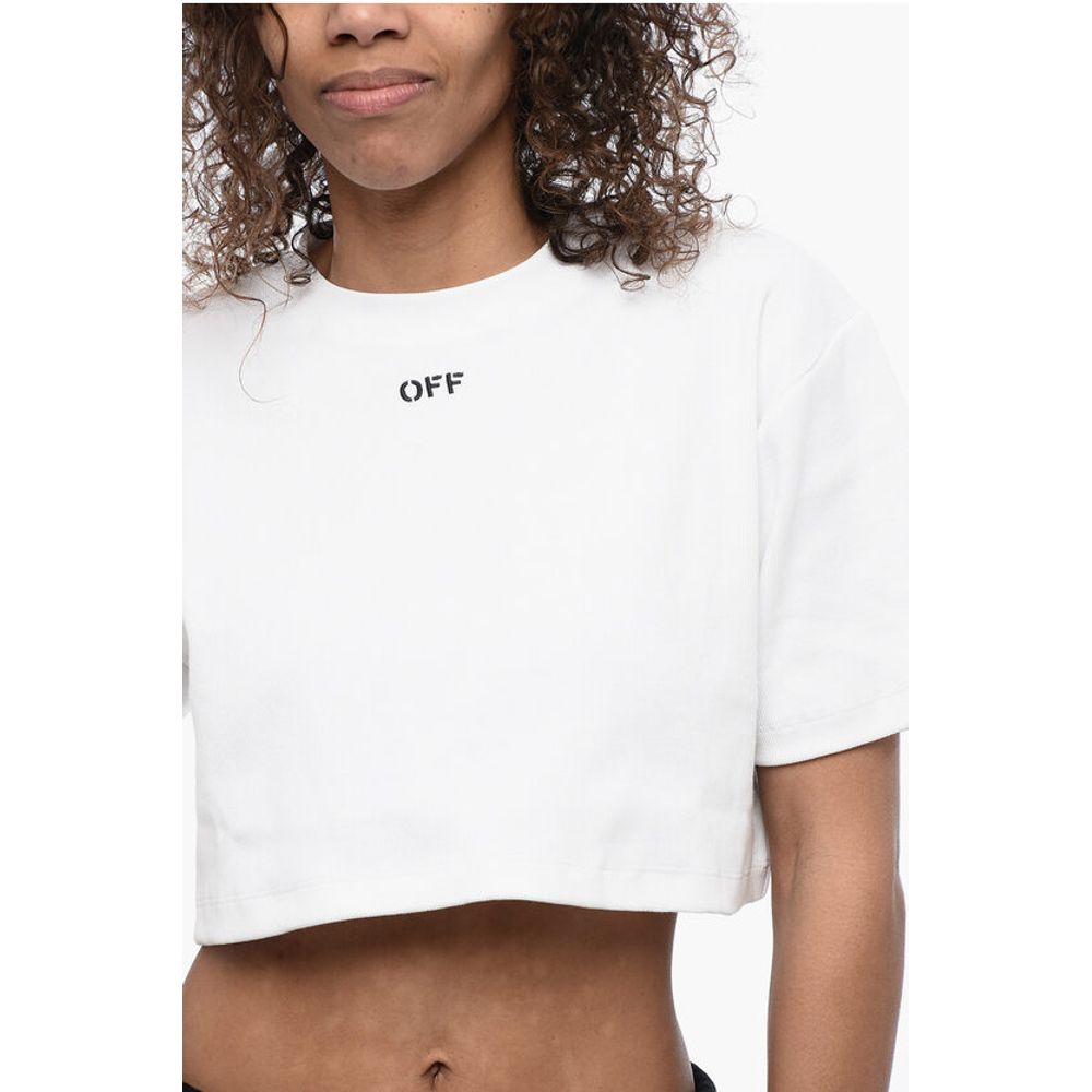 FOR EVER Ribbed Crew-neck Cropped T-Shirt