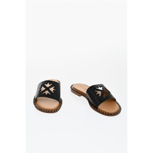 Leather TWIST Slides With Cut-Out Logo