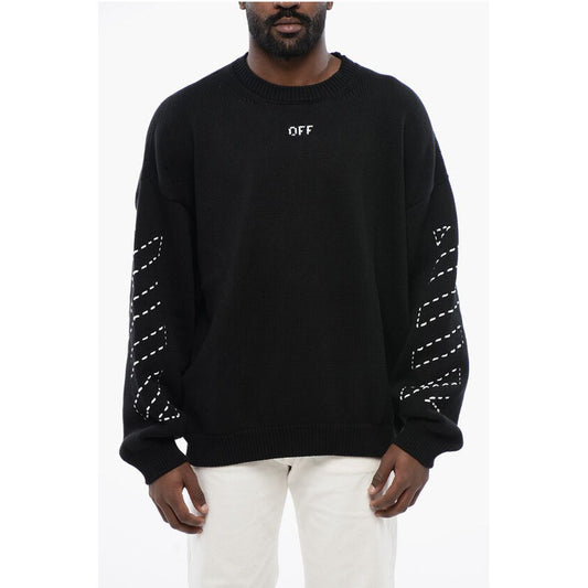 FOR EVER Cotton Blend STITCH ARROW Crewneck Sweater