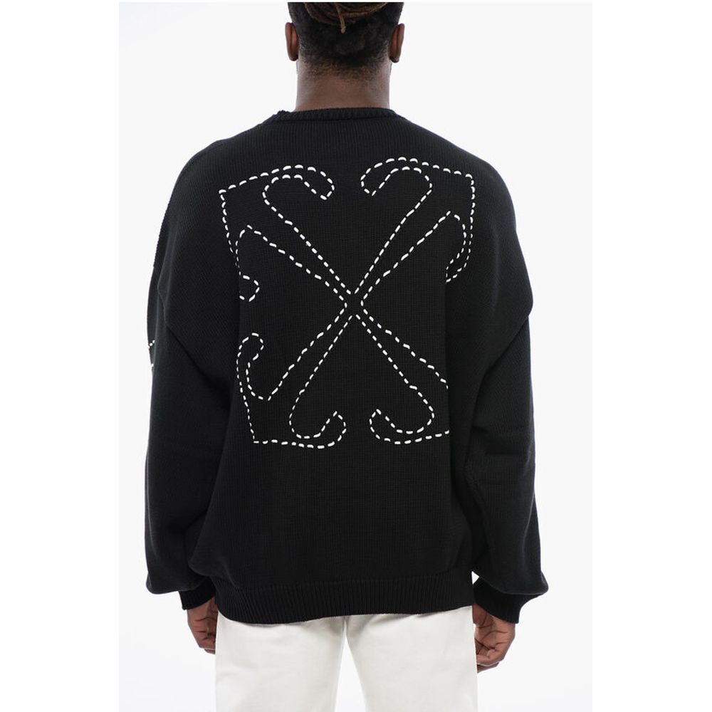 FOR EVER Cotton Blend STITCH ARROW Crewneck Sweater