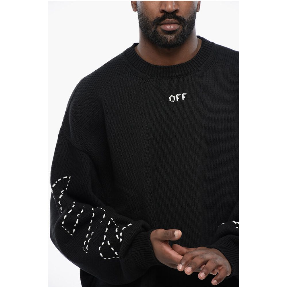 FOR EVER Cotton Blend STITCH ARROW Crewneck Sweater
