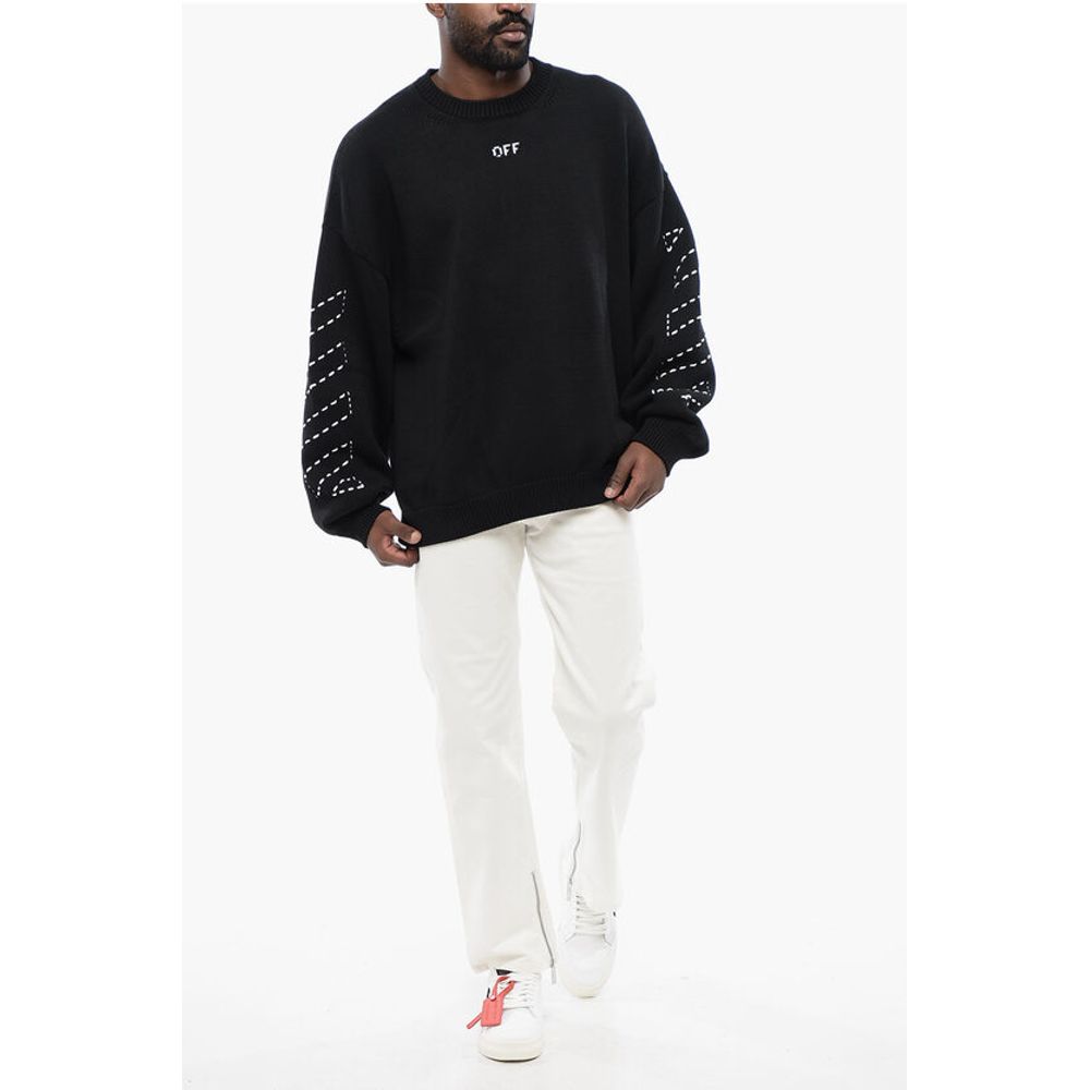 FOR EVER Cotton Blend STITCH ARROW Crewneck Sweater