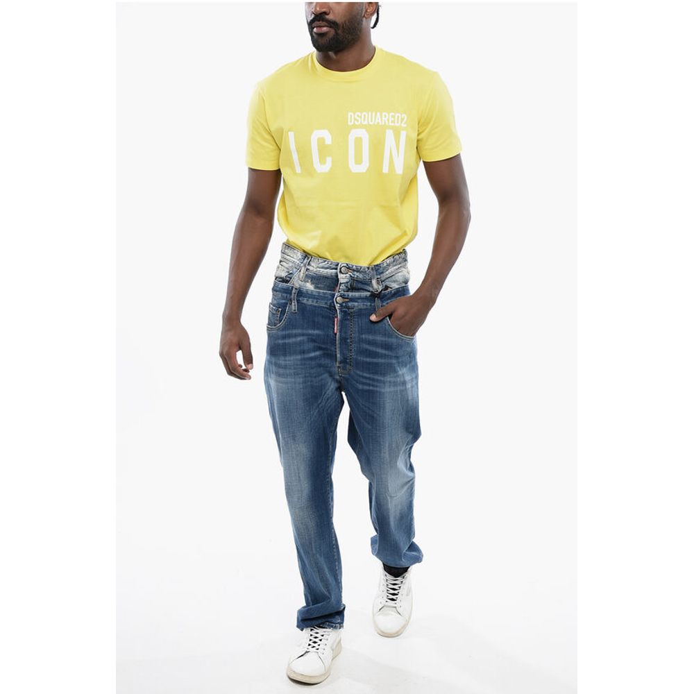 Distressed BURBS Denims with Painted Lettering