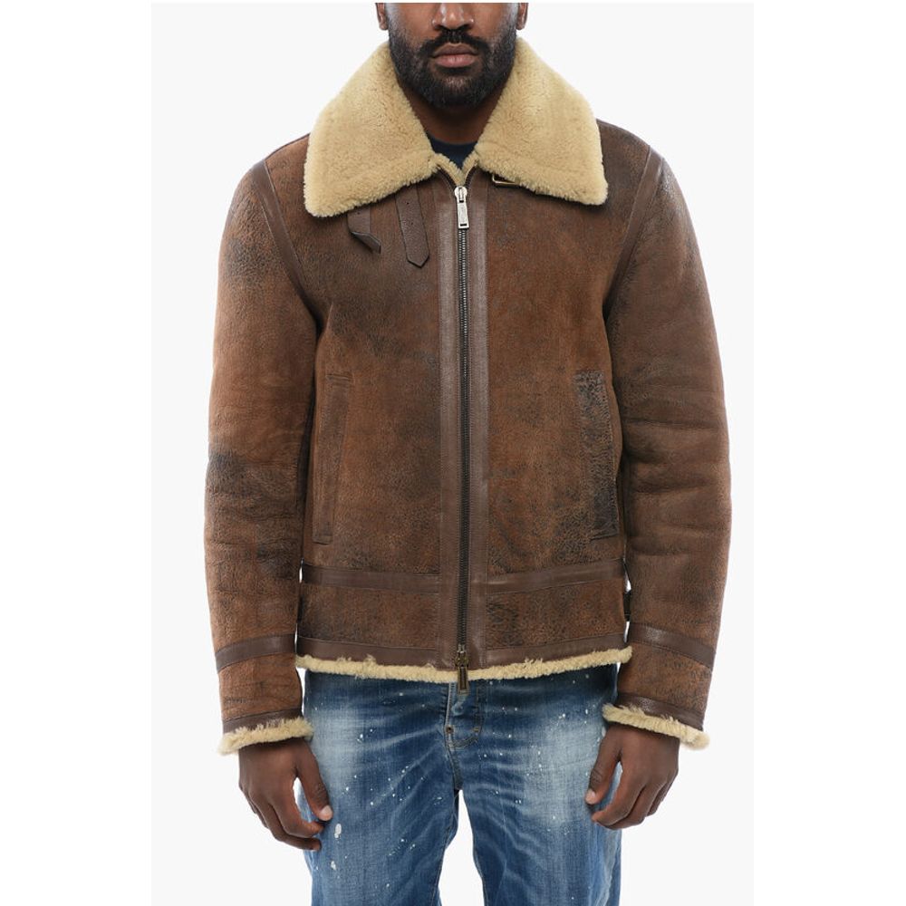 Craquelé Leeather Shearling Jacket