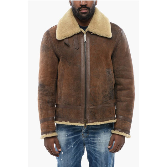 Craquelé Leeather Shearling Jacket