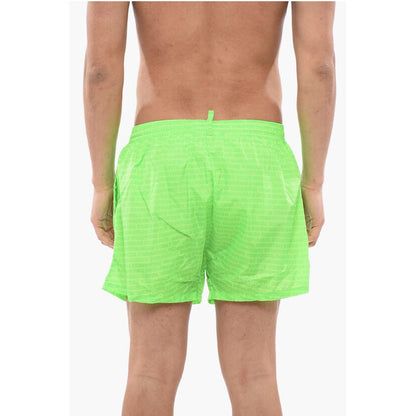 Solid Color Swim Shorts with All-Over Logo