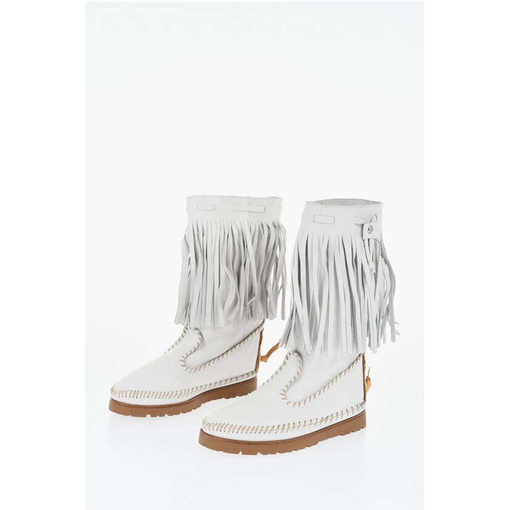 Leather FRINGES Mid Boots