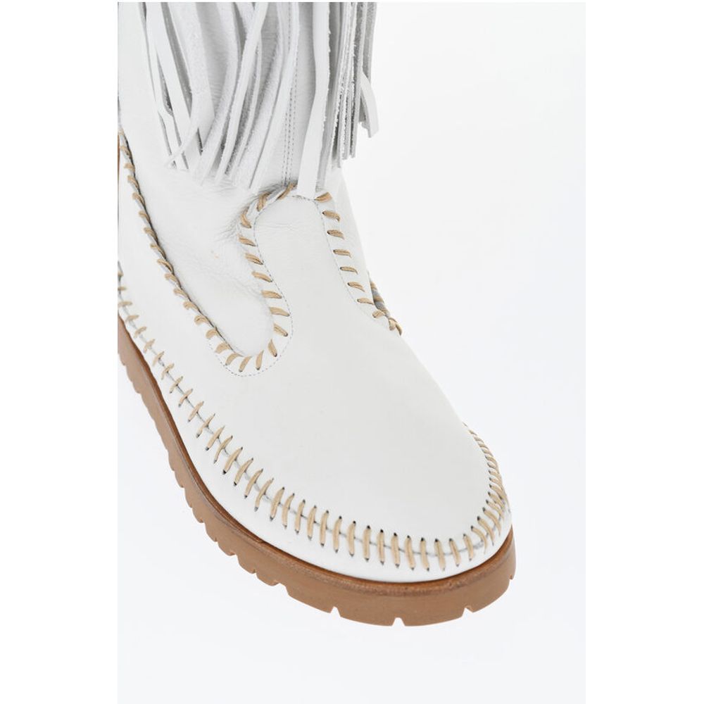 Leather FRINGES Mid Boots