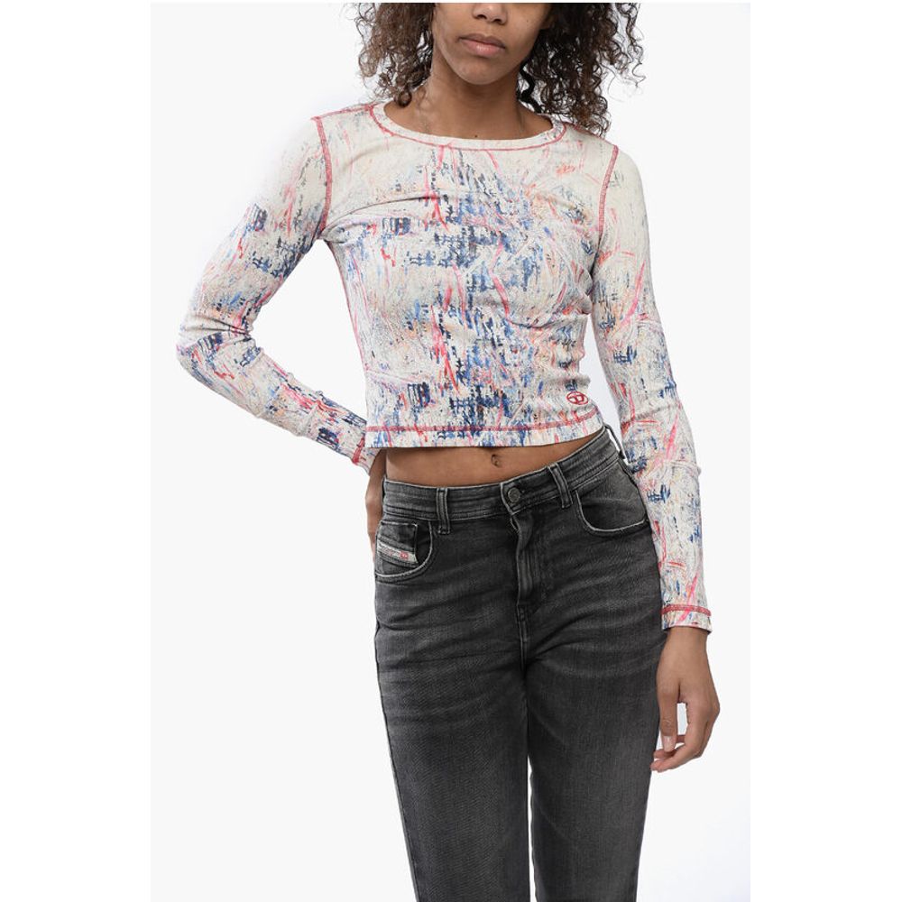 Ribbed Fabric Top with Abrastract Pattern