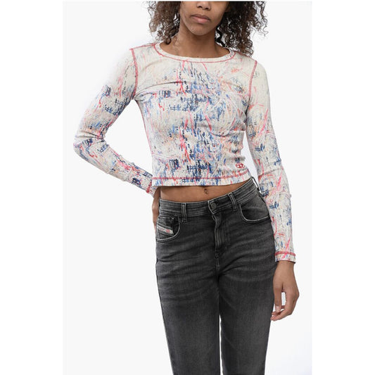Ribbed Fabric Top with Abrastract Pattern