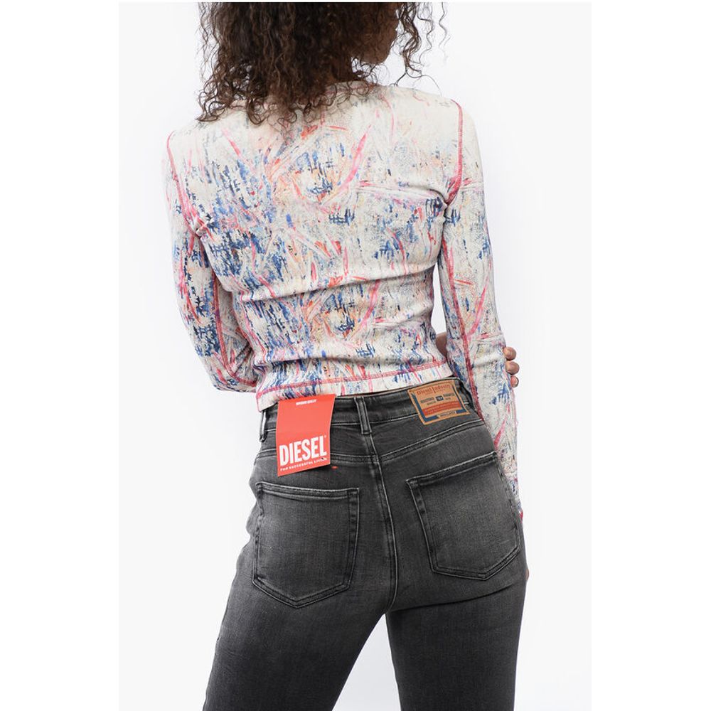 Ribbed Fabric Top with Abrastract Pattern