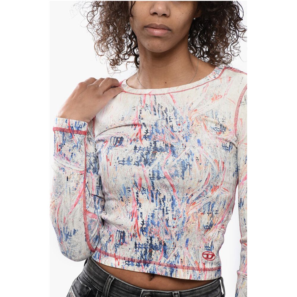 Ribbed Fabric Top with Abrastract Pattern