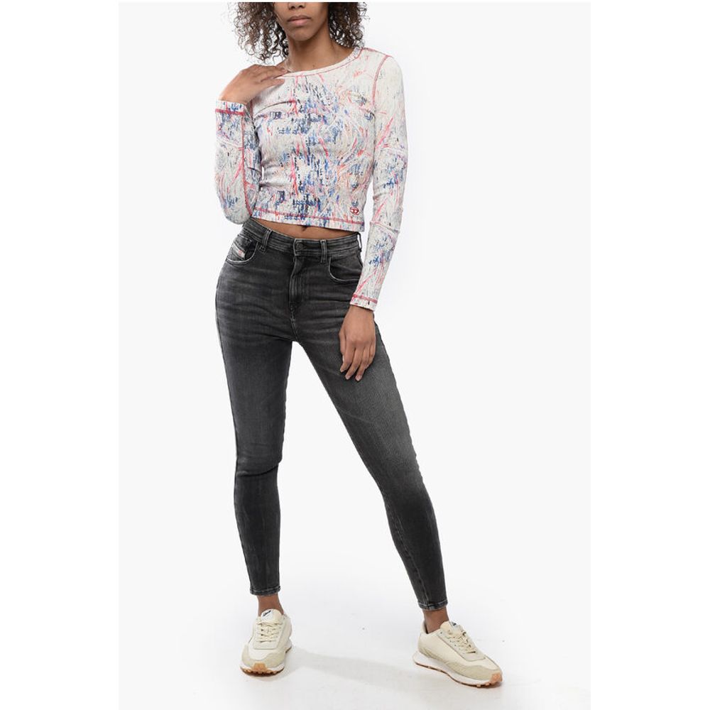 Ribbed Fabric Top with Abrastract Pattern