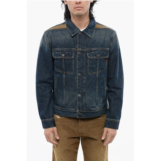 Denim D-BARCY-RS-D Jacket with Contrasting Inserts