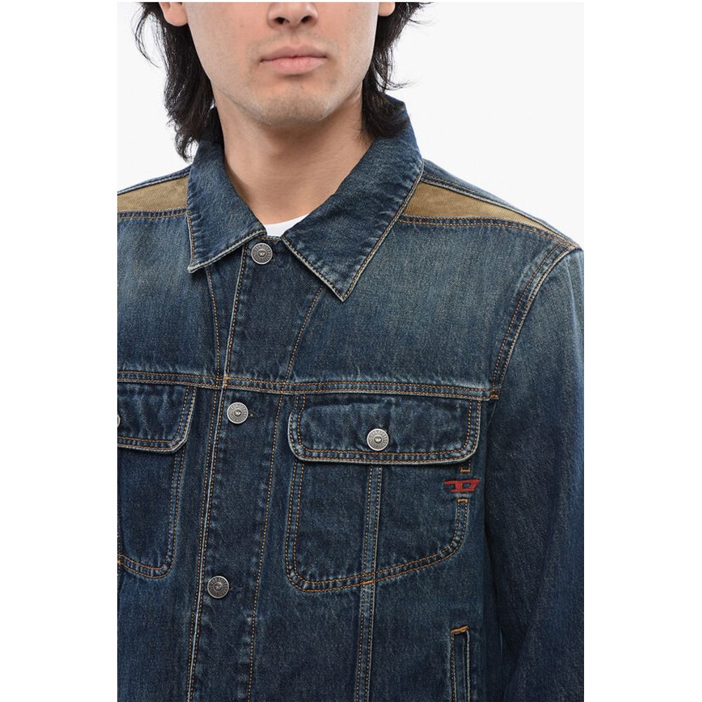 Denim D-BARCY-RS-D Jacket with Contrasting Inserts