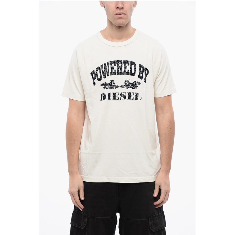 RED TAG Cotton T-RUST Crew-neck T-shirt with Velvet Detail