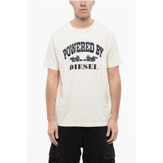 RED TAG Cotton T-RUST Crew-neck T-shirt with Velvet Detail