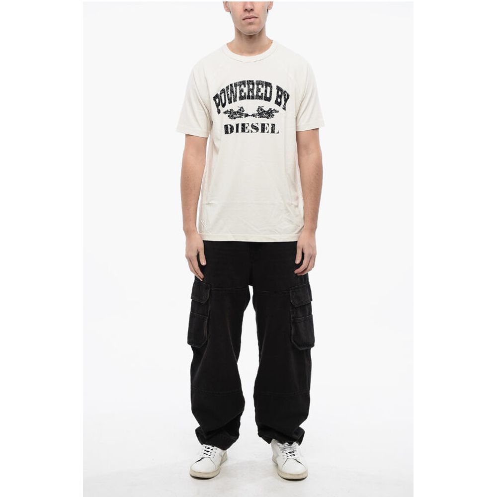 RED TAG Cotton T-RUST Crew-neck T-shirt with Velvet Detail