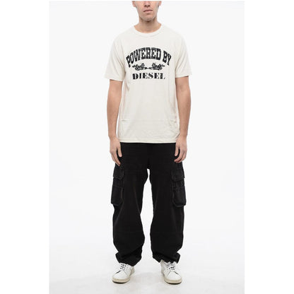 RED TAG Cotton T-RUST Crew-neck T-shirt with Velvet Detail