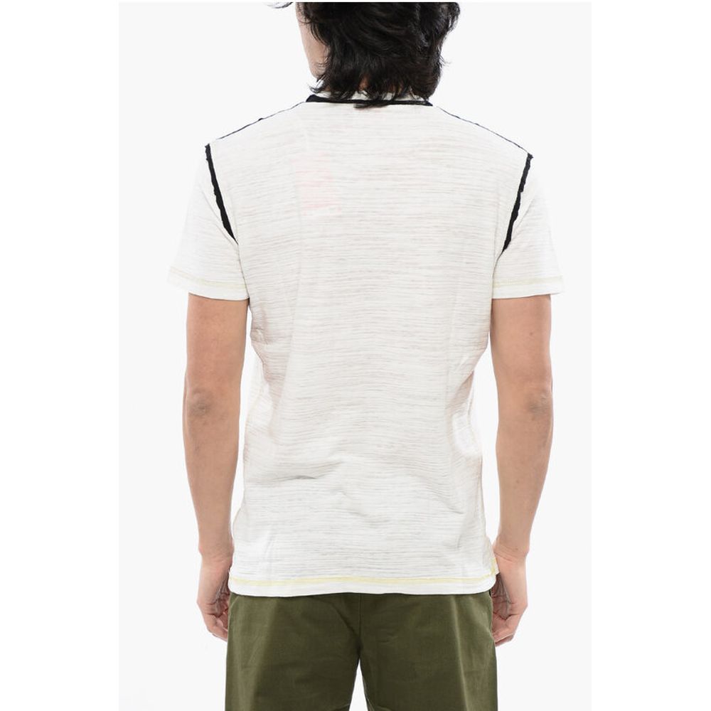 RED TAG Slub Cotton T-DIEGOR-V-RAW T-Shirt with Flocked Prin
