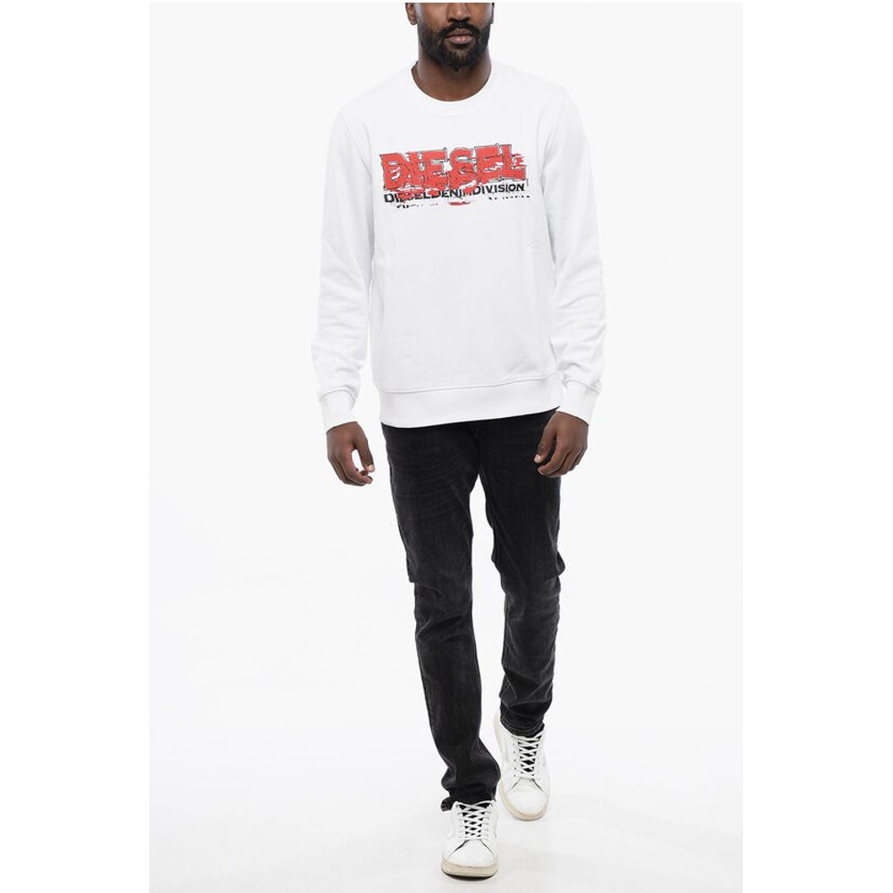 Solid Color S-GINN-K40 Crew-neck Sweatshirt with Printed Log