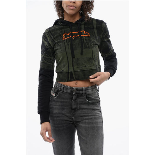 RED TAG Brushed Cotton F-SLIMMY Cropped Hoodie with Flocked