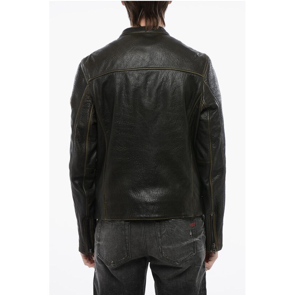 RED TAG Leather L-COBBE Jacket with Cut-Out Detail on Sleeve