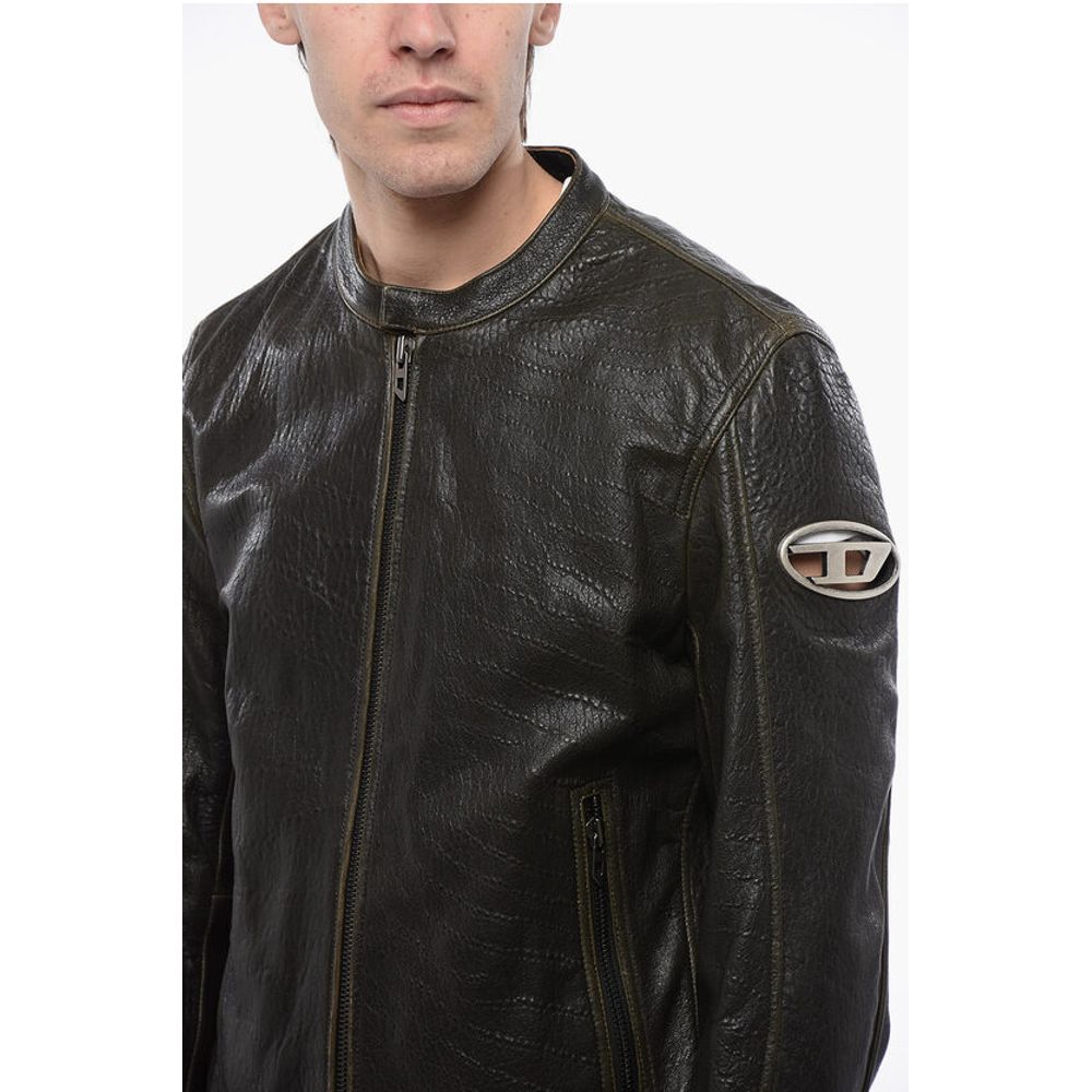 RED TAG Leather L-COBBE Jacket with Cut-Out Detail on Sleeve