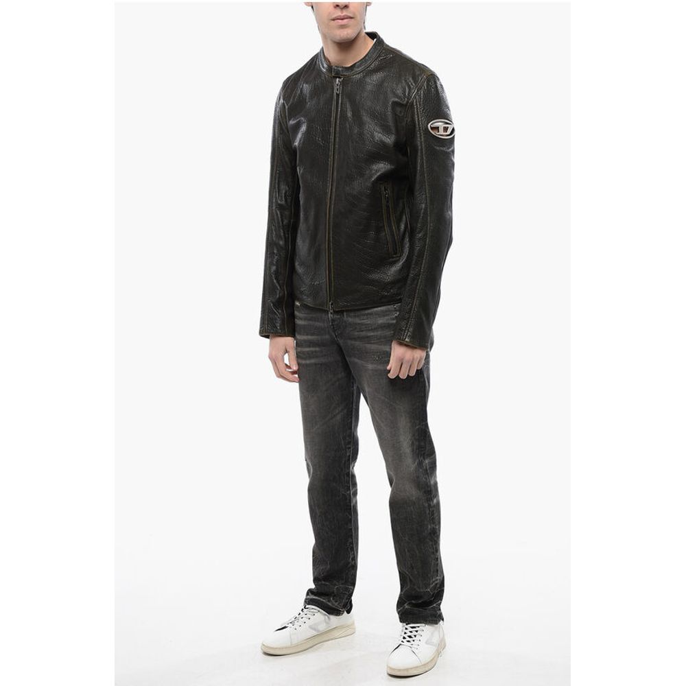 RED TAG Leather L-COBBE Jacket with Cut-Out Detail on Sleeve