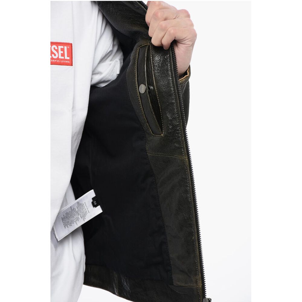RED TAG Leather L-COBBE Jacket with Cut-Out Detail on Sleeve