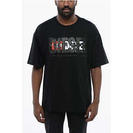 Solid Color T-NABEL-M1 Crew-neck T-Shirt with Cracked Effect