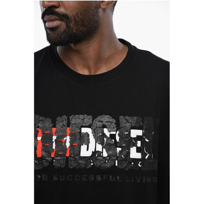Solid Color T-NABEL-M1 Crew-neck T-Shirt with Cracked Effect