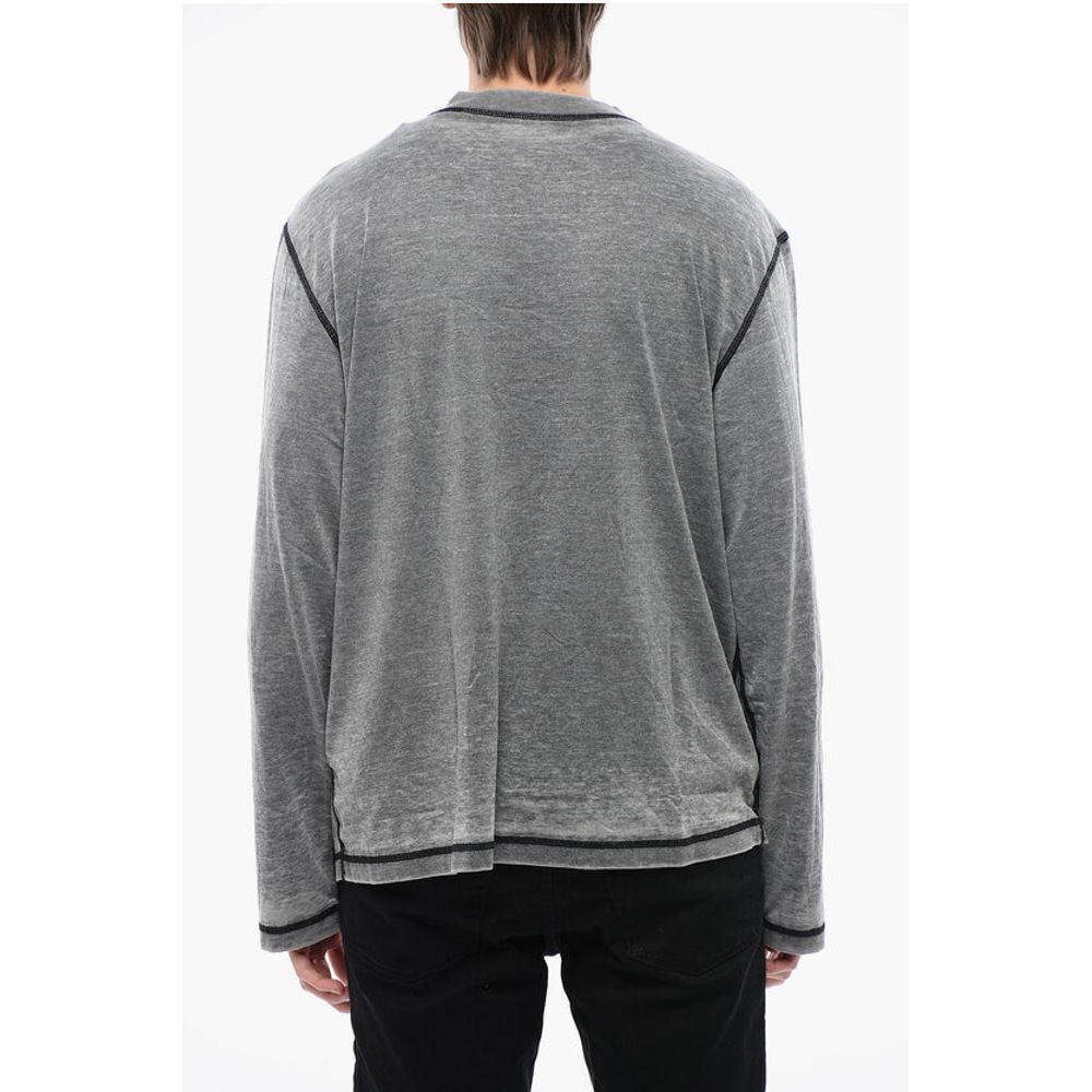 RED TAG Burn-Out Wash Long Sleeved T-CRANE-LS-L1 Crew-neck T