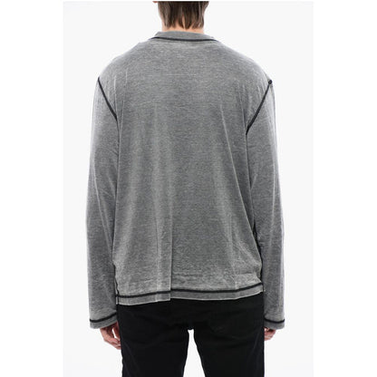 RED TAG Burn-Out Wash Long Sleeved T-CRANE-LS-L1 Crew-neck T