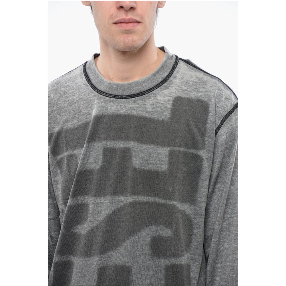 RED TAG Burn-Out Wash Long Sleeved T-CRANE-LS-L1 Crew-neck T