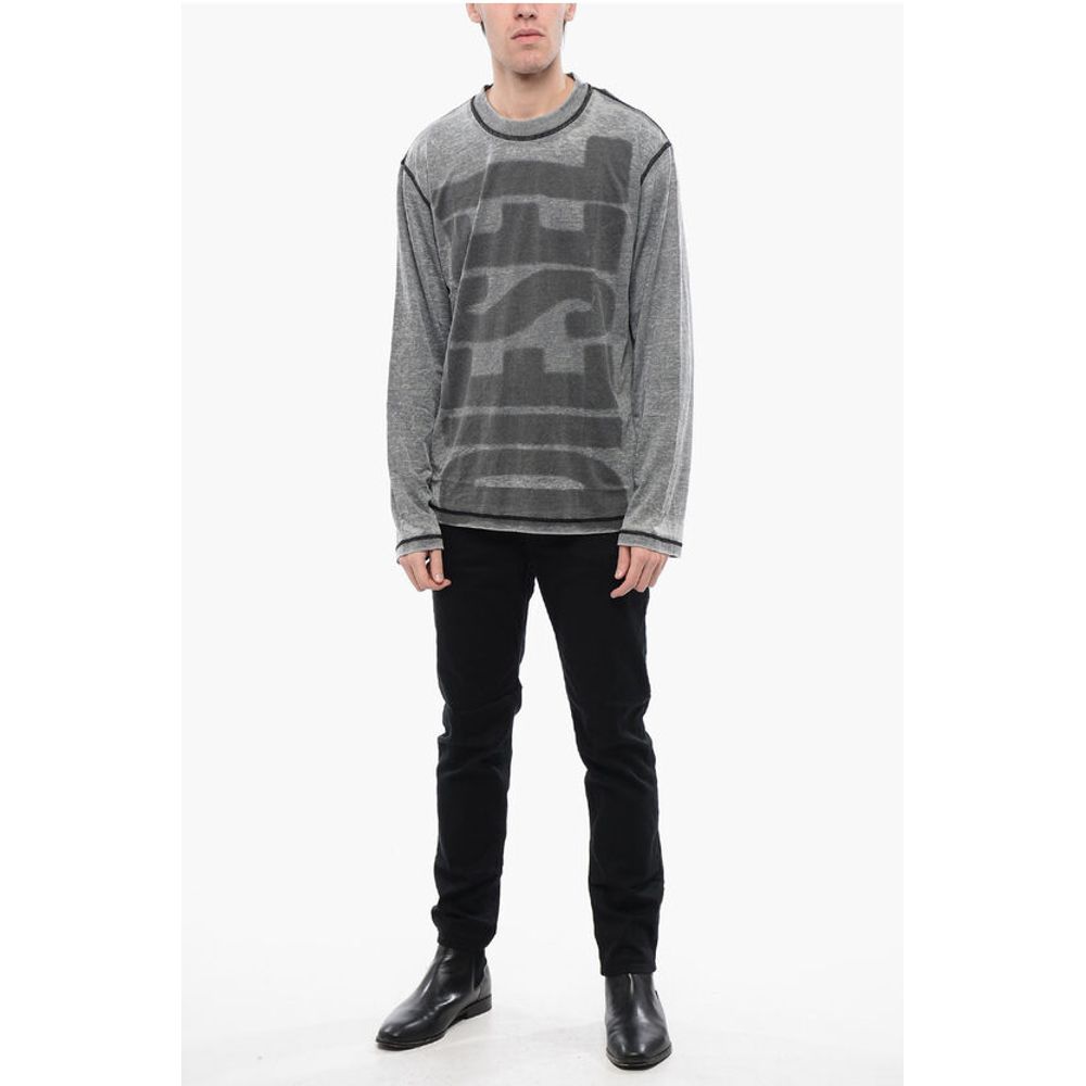 RED TAG Burn-Out Wash Long Sleeved T-CRANE-LS-L1 Crew-neck T
