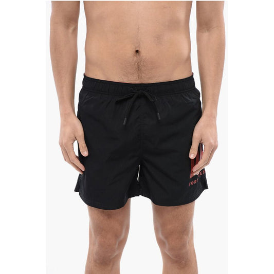 Solid Color BMBX-NICO Swim Shorts with Contrasting Logo